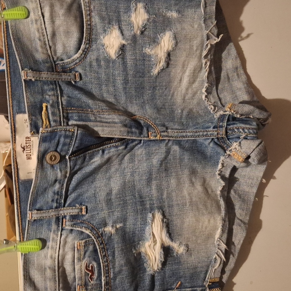 Hollister Light Blue Ripped Denim Shorts